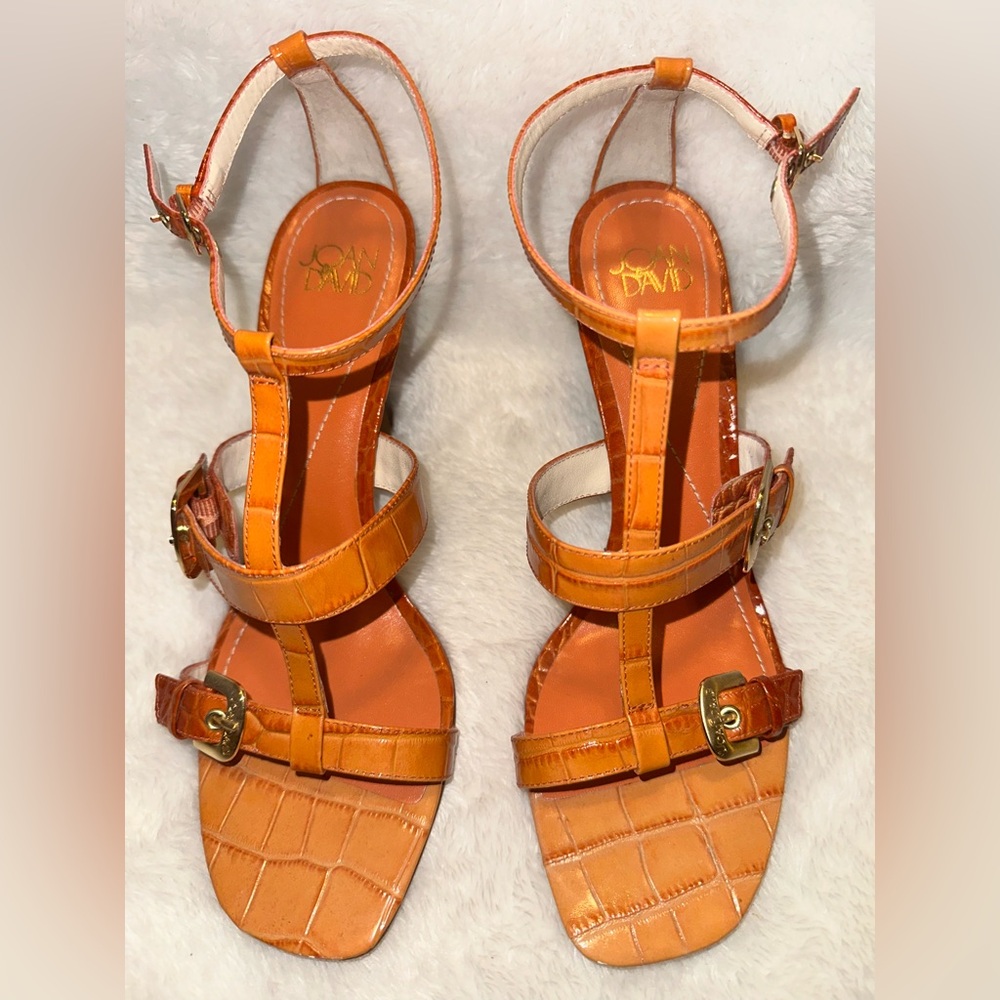 Joan & David Orange Strappy Sandals